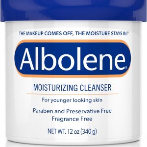 Albolene Face Moisturizer and Makeup Remover, Facial Cleanser and Cleansing Balm, Beta Carotene Fragrance Free Cream, 12 oz