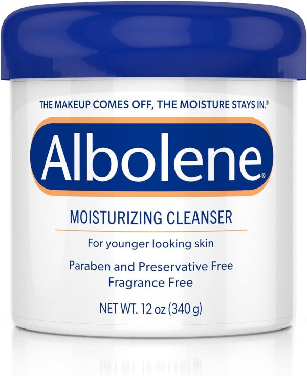 Albolene Face Moisturizer and Makeup Remover, Facial Cleanser and Cleansing Balm, Beta Carotene Fragrance Free Cream, 12 oz
