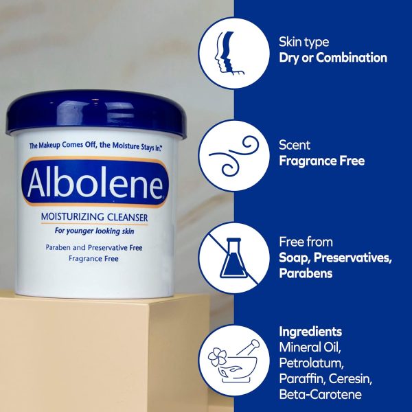 Albolene Face Moisturizer and Makeup Remover, Facial Cleanser and Cleansing Balm, Beta Carotene Fragrance Free Cream, 12 oz - Image 5