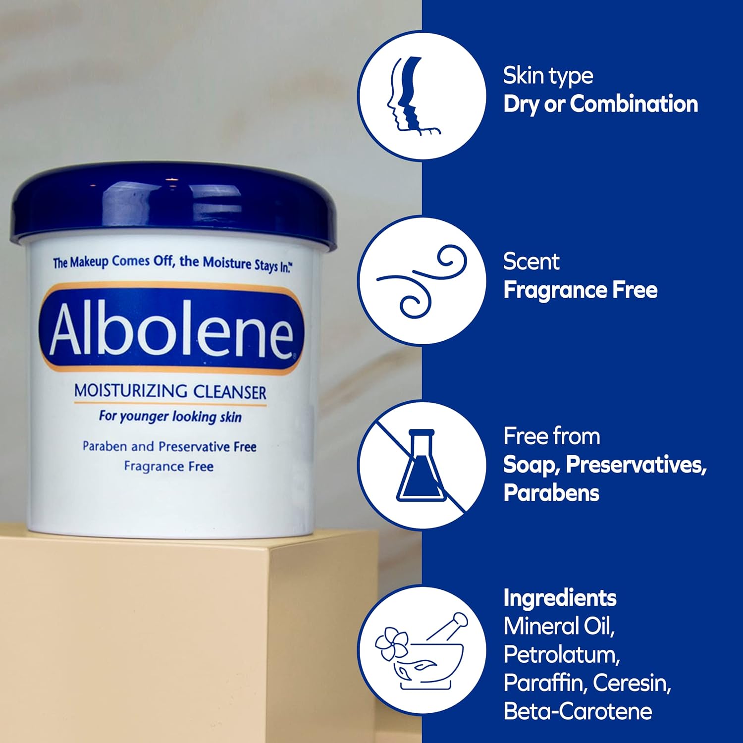 Albolene Face Moisturizer and Makeup Remover, Facial Cleanser and Cleansing Balm, Beta Carotene Fragrance Free Cream, 12 oz - Image 5