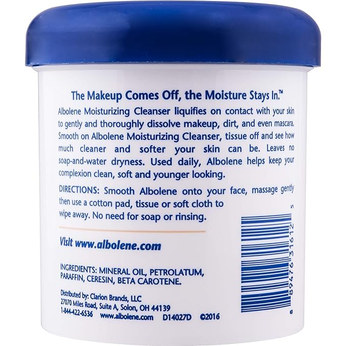 Albolene Face Moisturizer and Makeup Remover, Facial Cleanser and Cleansing Balm, Beta Carotene Fragrance Free Cream, 12 oz - Image 6