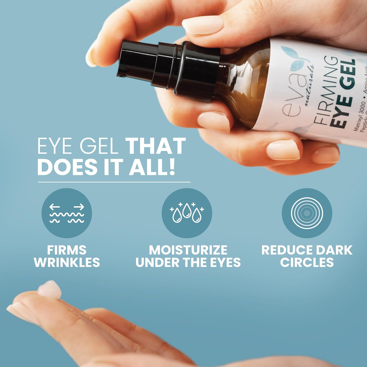 Anti-Aging Eye Gel - Luxurious Hydrating Under Eye Cream For Dark Circles and Puffiness, Bags, Crows Feet, Wrinkles - With Hyaluronic Acid & Skin-Firming Peptides Eye Serum (2 oz.) - Image 2