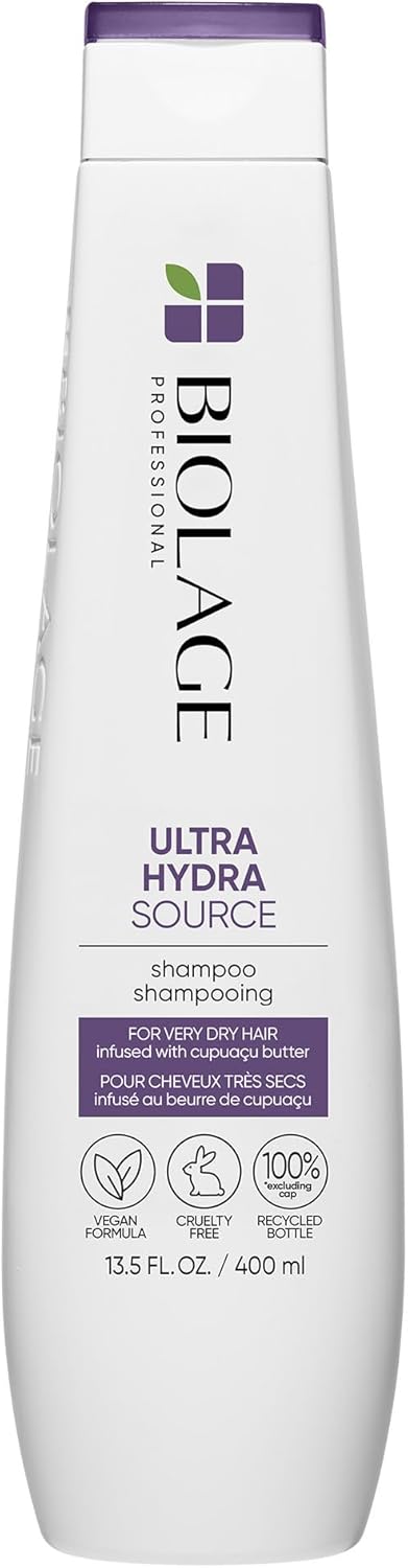 Biolage Ultra Hydra Source Shampoo | Deep Hydrating Shampoo for Very Dry Hair | Moisturizes Hair to Prevent Breakage | Paraben & Silicone-Free | Vegan | Salon Shampoo