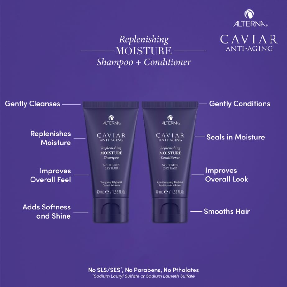 Caviar Anti-Aging Replenishing Moisture Trial Kit - Shampoo, Conditioner, Leave-In CC Cream | For Dry, Brittle Hair | Protects, Restores & Hydrates | Sulfate Free - Image 2
