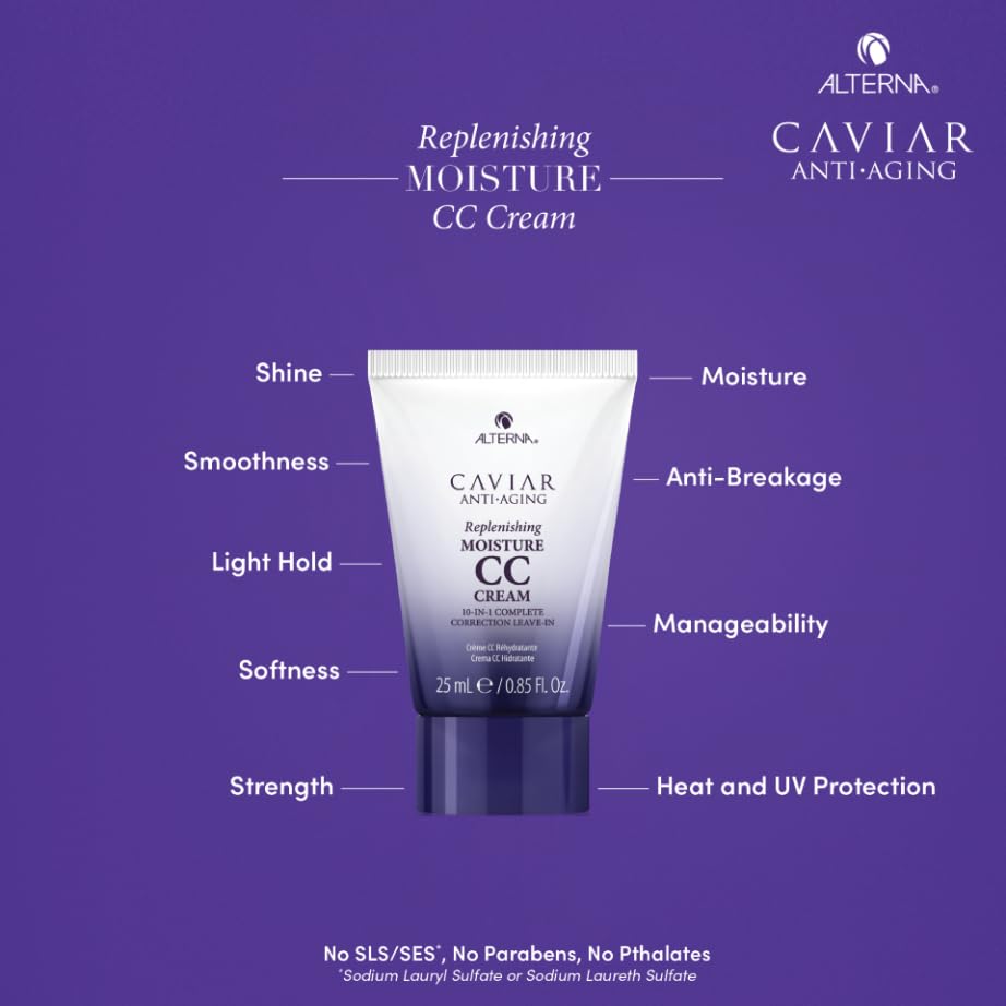 Caviar Anti-Aging Replenishing Moisture Trial Kit - Shampoo, Conditioner, Leave-In CC Cream | For Dry, Brittle Hair | Protects, Restores & Hydrates | Sulfate Free - Image 3