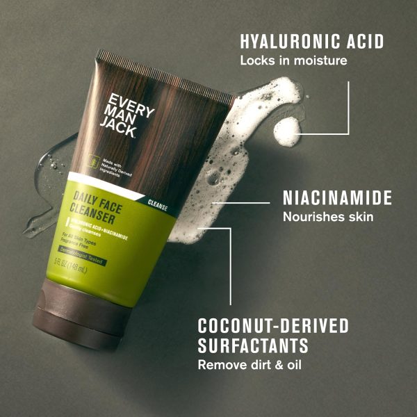 Every Man Jack Daily Face Wash & Lotion Set, Deeply Cleanse, Moisturize, and Revive Dry, Tired Skin with Hyaluronic Acid, Niacinamide, and Aloe Vera - 2-Pack - Image 2