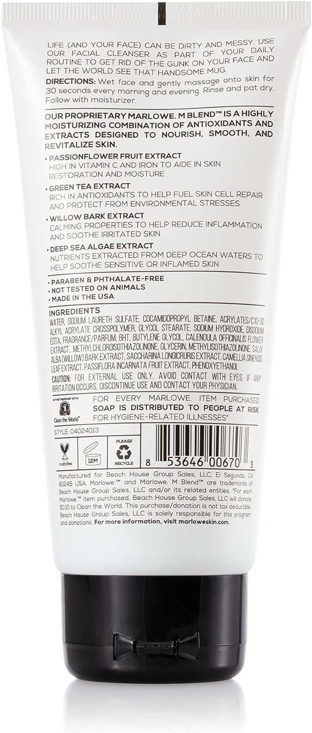 MARLOWE. No. 123 Men's Facial Moisturizer 6 oz, Lightweight Daily Face Lotion for Men, Includes Natural Extracts to Hydrate, Soothe & Restore, Light Aloe Citron Scent - Image 2
