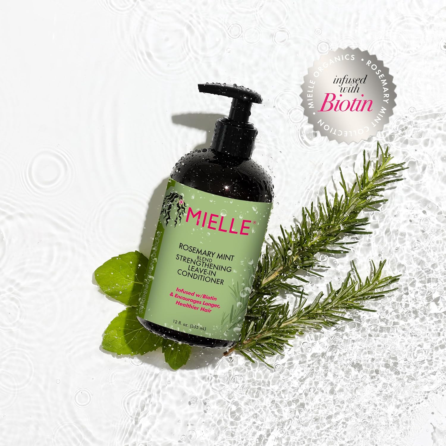 Mielle Organics Rosemary Mint Strengthening Leave-In Conditioner, Supports Hair Strength, Smooth Conditioner for Dry and Crinkled Hair, Weightless Hair Treatment - Image 6