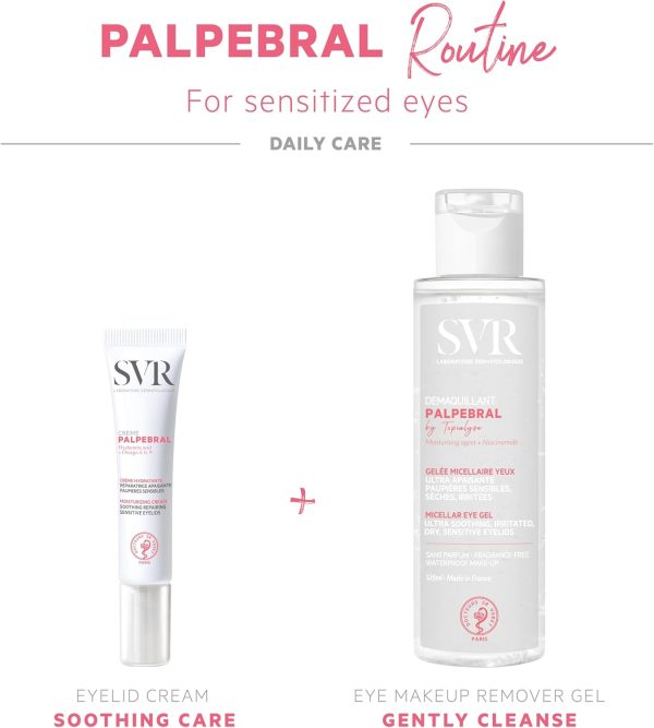 SVR Palpebral Eye Makeup Remover Gel - Niacinamide to Soothe & Hydrate - For Very Sensitive & Dry Eyelids & Eye Contour. Fragrance-Free - Waterproof Makeup Remover, 4.3 fl.oz. - Image 6