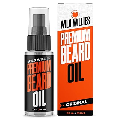 Wild Willies Premium Beard Oil & Conditioner - Beard Softener Hydrates Facial Hair - Beard Growth Oil for Healthy Mustache & Mens Grooming, 2 Oz