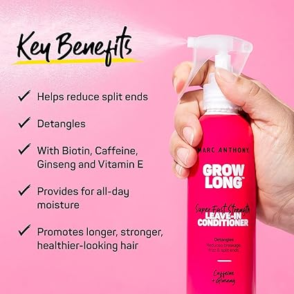 Marc Anthony Leave-In Conditioner Spray & Detangler, Grow Long Biotin - Anti-Frizz Deep Conditioner For Split Ends & Breakage - Vitamin E, Caffeine & Ginseng for Curly, Dry & Damaged Hair - Image 3