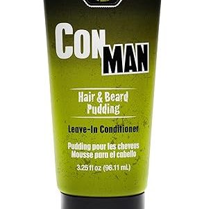 GIBS Con Man Hair & Beard Pudding - Leave-In Conditioner, Curl Definer, 7.5 Fl oz (3.25 fl oz)
