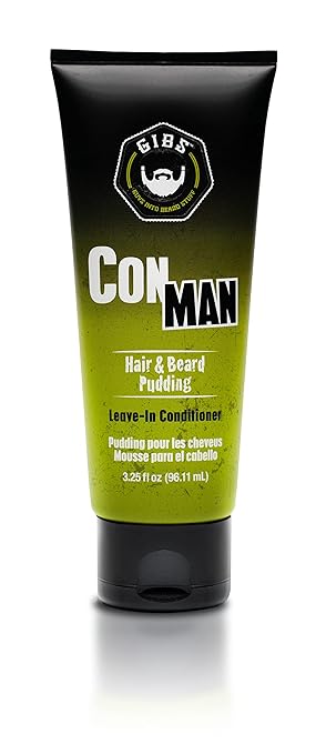 GIBS Con Man Hair & Beard Pudding - Leave-In Conditioner, Curl Definer, 7.5 Fl oz (3.25 fl oz)