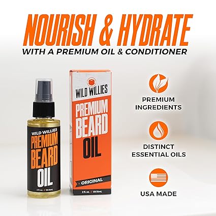 Wild Willies Premium Beard Oil & Conditioner - Beard Softener Hydrates Facial Hair - Beard Growth Oil for Healthy Mustache & Mens Grooming, 2 Oz - Image 4
